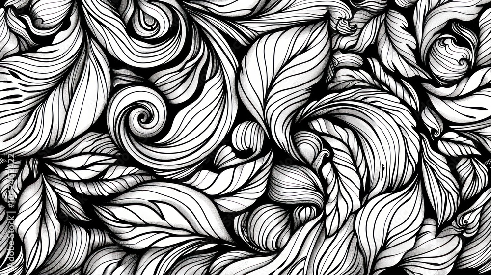Abstract Black and White Floral Design Abstract Black and White Floral Design