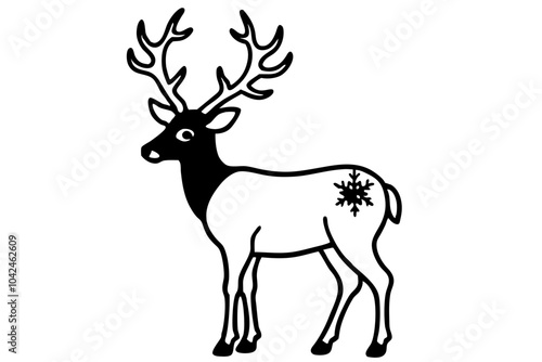 christmas deer silhouette vector illustration