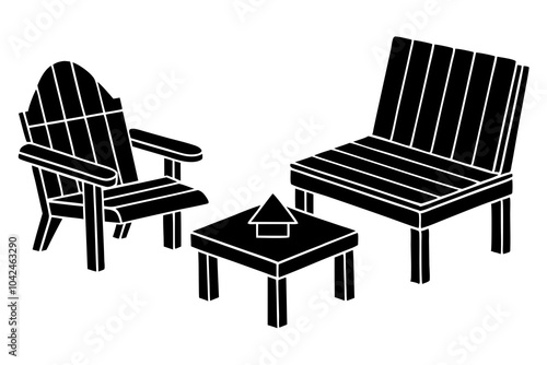  furniture for outdoor space vector art illustration