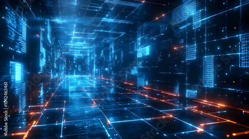 Futuristic digital corridor...