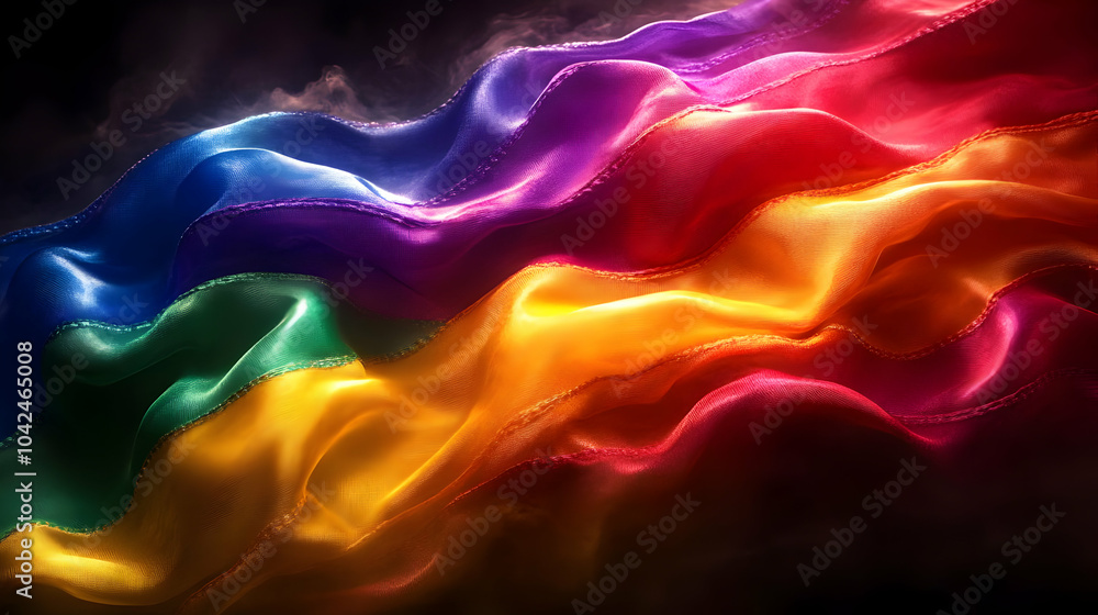 Fototapeta premium Colorful flowing fabric representing diversity and inclusivity.