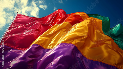 Colorful flag waving agains...
