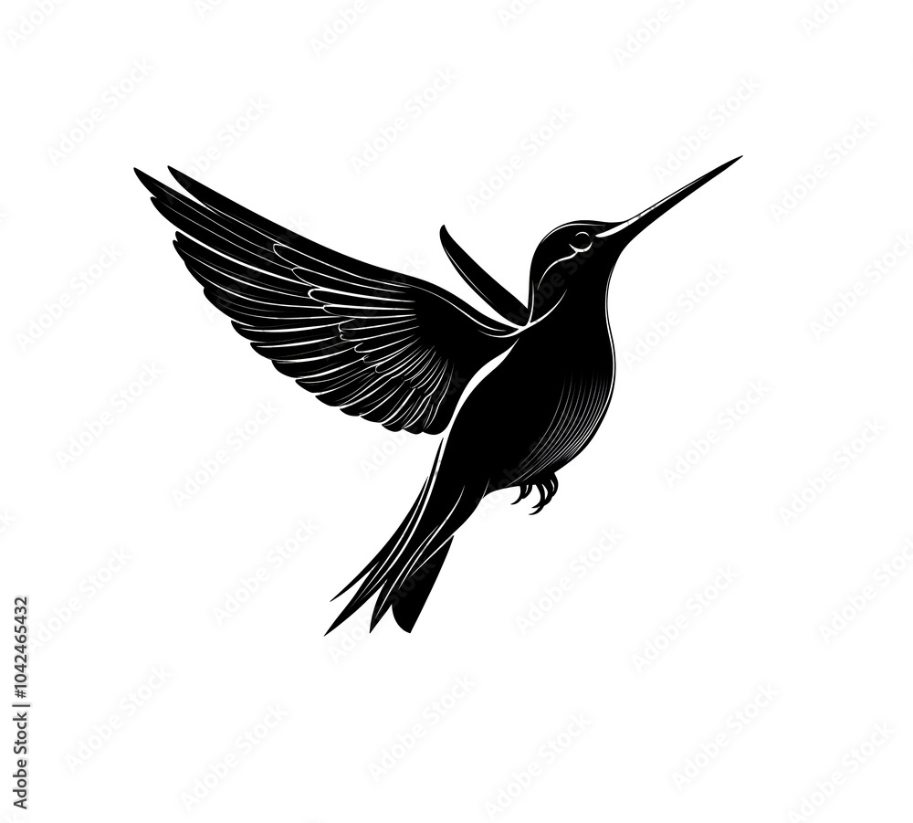 Obraz premium black hummingbird silhouette on a white background