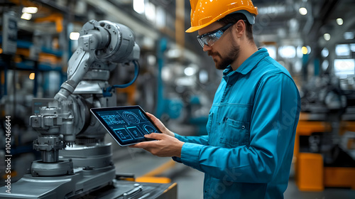 Worker using a tablet to mo...