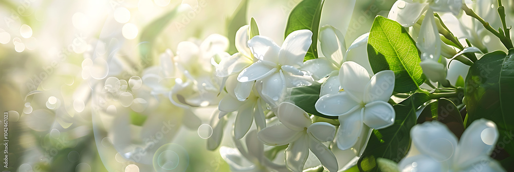 Majestic Display of Blooming Jasmine Flowers Basking in the Morning Sunshine Majestic Display of Blooming Jasmine Flowers Basking in the Morning Sunshine