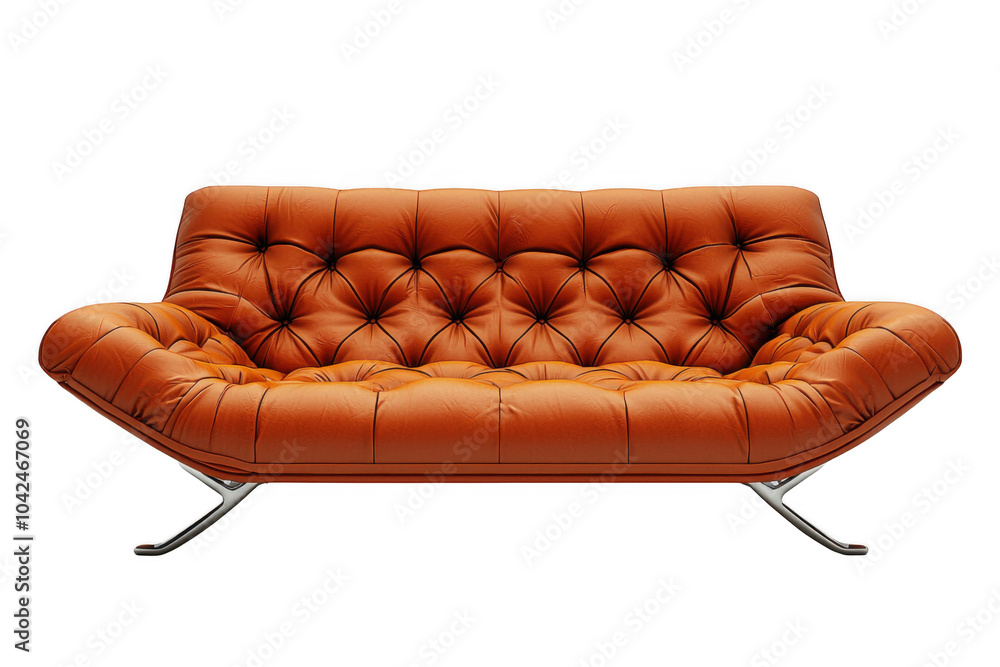 Orange futon sofa isolated on transparent background, png file, no background png file