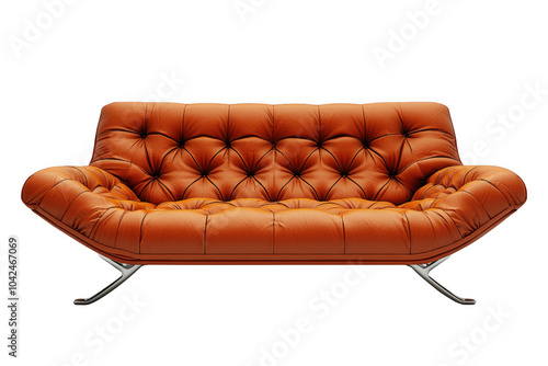 Obraz na płótnie Orange futon sofa isolated on transparent background, png file, no background png file w salonie