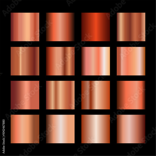 Bronze gradients set. Metallic bronze gradients. Elegant bronze gradients collection.