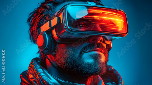 A man wearing futuristic VR...