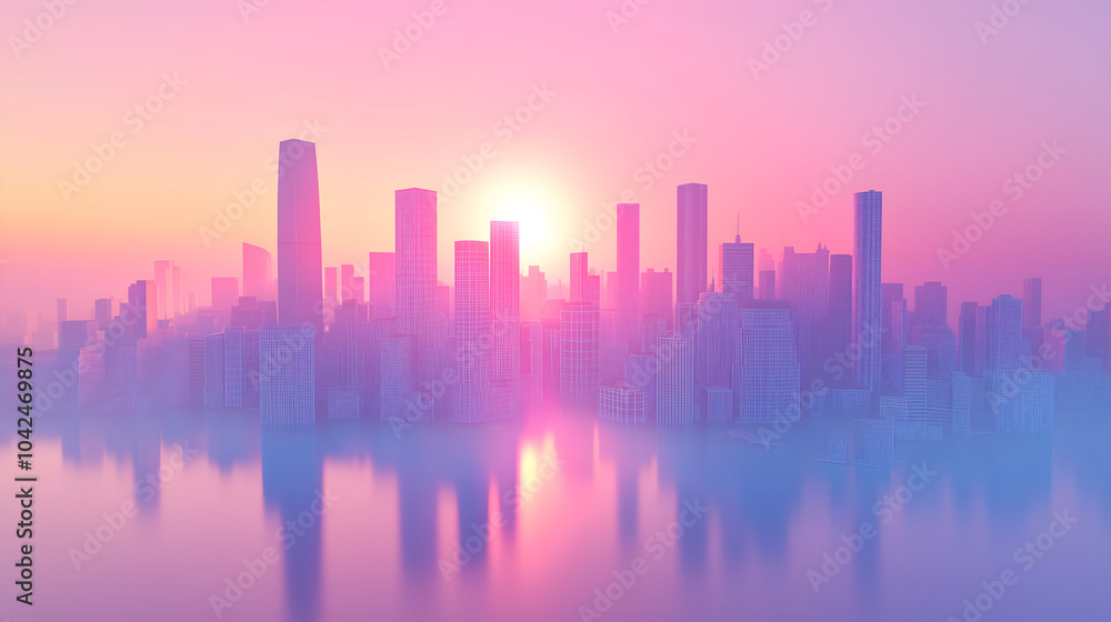 city skyline at dusk, with tall buildings and skyscrapers city skyline at dusk, with tall buildings and skyscrapers