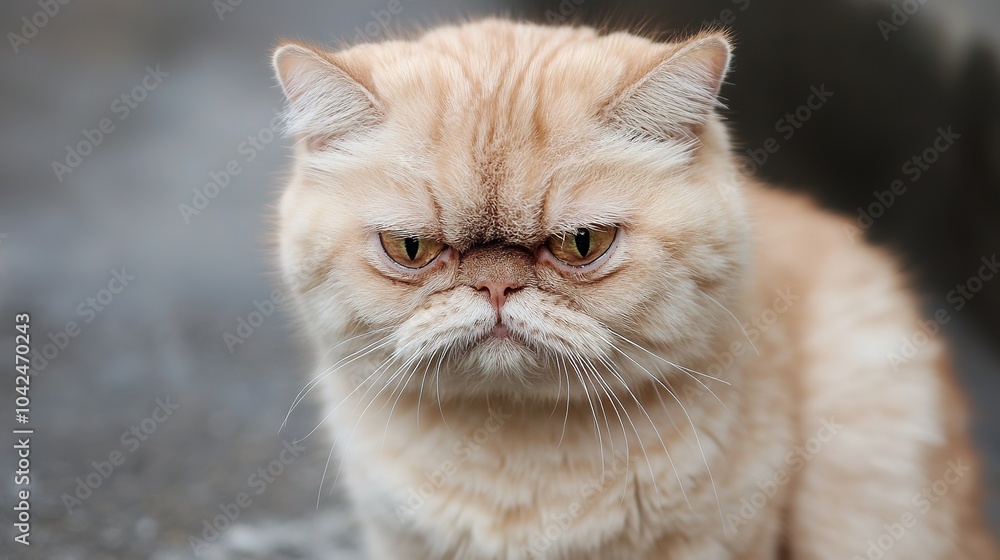Obraz premium An Angry Cat: This captivating image showcases a cat with its fur bristled and ears flattened, expressing clear signs of anger and agitation. The cat’s eyes are wide and piercing, 