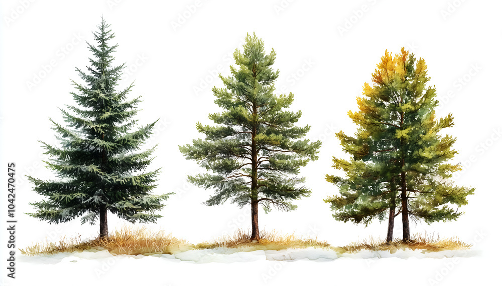 Obraz premium pine tree illustrations art on a white background