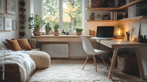 Cozy home office with natur...