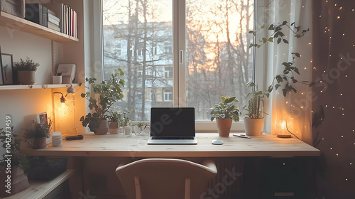 Cozy workspace with plants ...