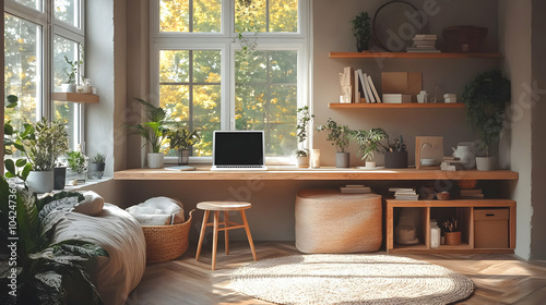 Cozy workspace with plants ...
