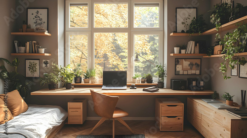 Cozy workspace with plants ...