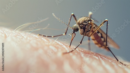 Mosquito biting human skin photo