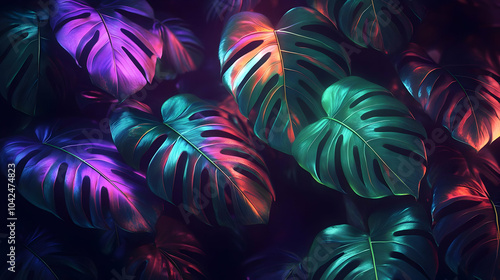 Vibrant tropical leaves ill...