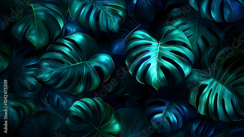 Lush green tropical leaves ...