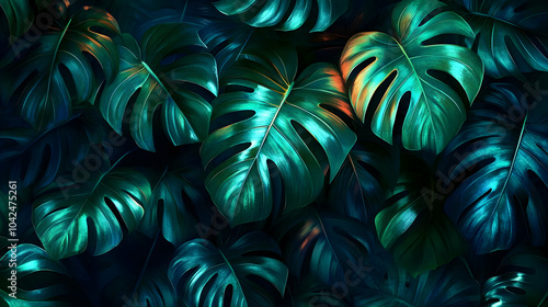 Lush green tropical leaves ...