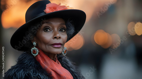 A stylish woman in a hat an...