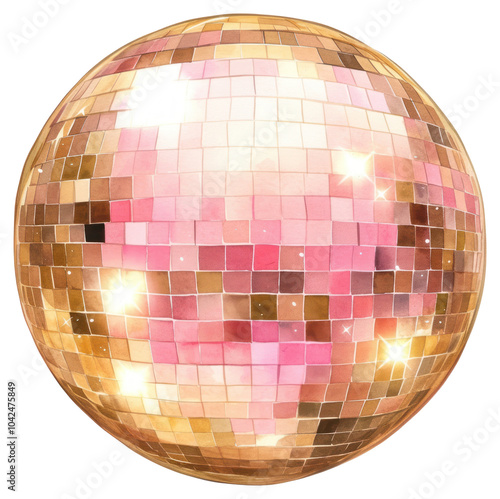 PNG Pink and gold disco ball illustration sphere style. photo