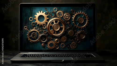 A laptop displaying intrica...