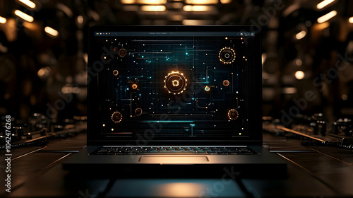 A laptop displaying a futur...