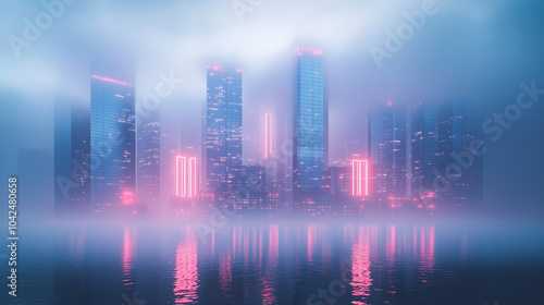 Pink Fog Futuristic Cityscape