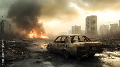 Post-apocalyptic scene with...