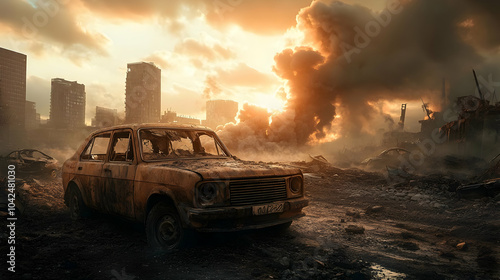 A desolate landscape with a...
