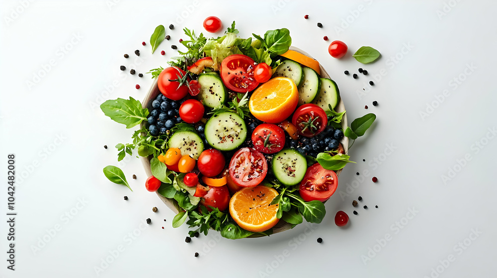Healthy Salad with Fresh Vegetables and Fruits Healthy Salad with Fresh Vegetables and Fruits