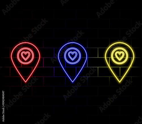 pin map neon car 3D illustration parts service location