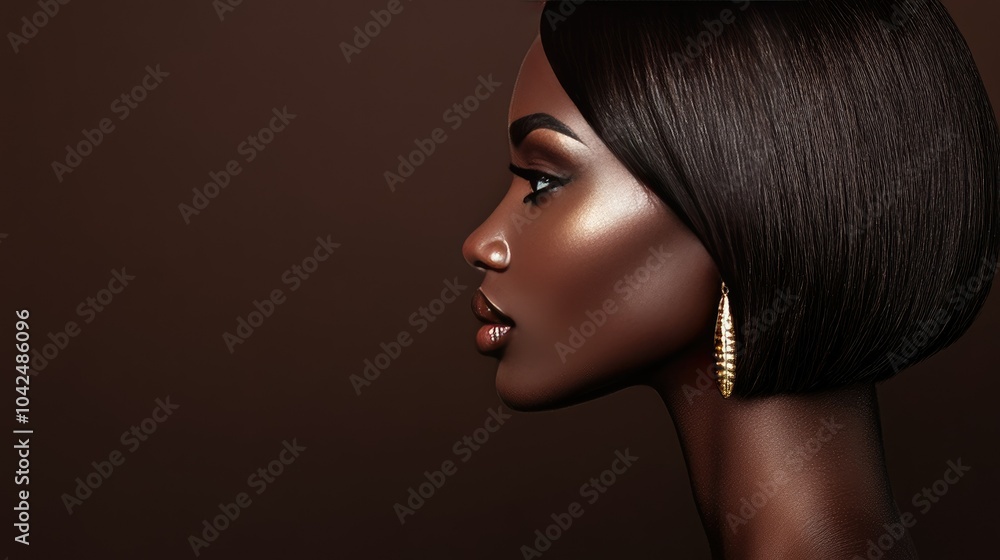 Fototapeta premium Elegant Profile of a Woman with Stunning Makeup