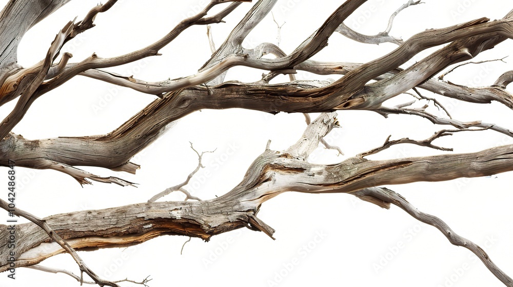 Dry tree branches isolated on white background - a stark and delicate sight. This image presents dry tree branches standing out against a pure white backdrop Dry tree branches isolated on white background - a stark and delicate sight. This image presents dry tree branches standing out against a pure white backdrop