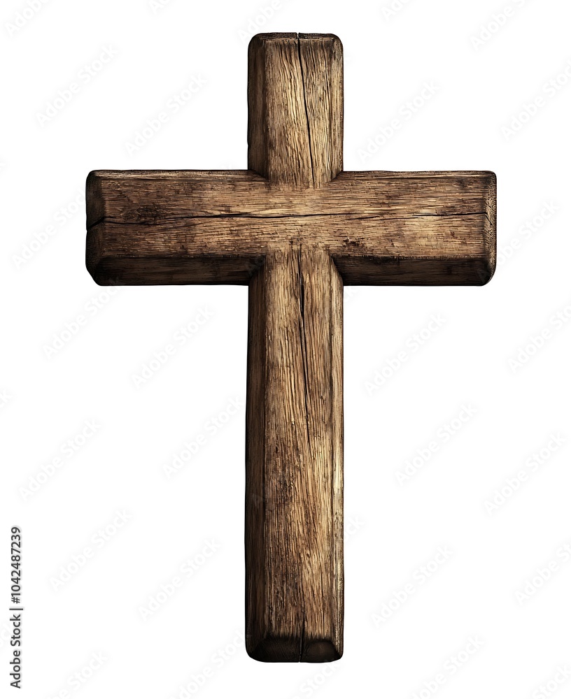 Wooden Christian Cross Isolated Wooden Christian Cross Isolated