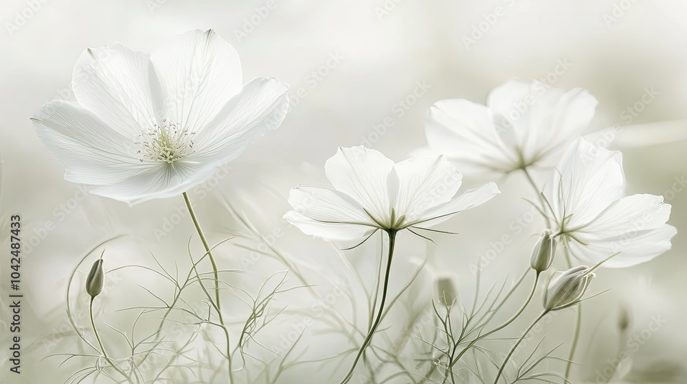 Fototapeta premium Delicate White Flowers in Soft Natural Light
