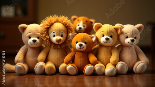 A Cozy Display of Joy: A Collection of Stuffed Animals Capturing the Charm of Childhood Dreams