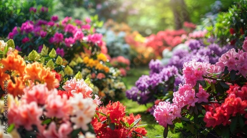 Colorful Blooming Azalea Garden