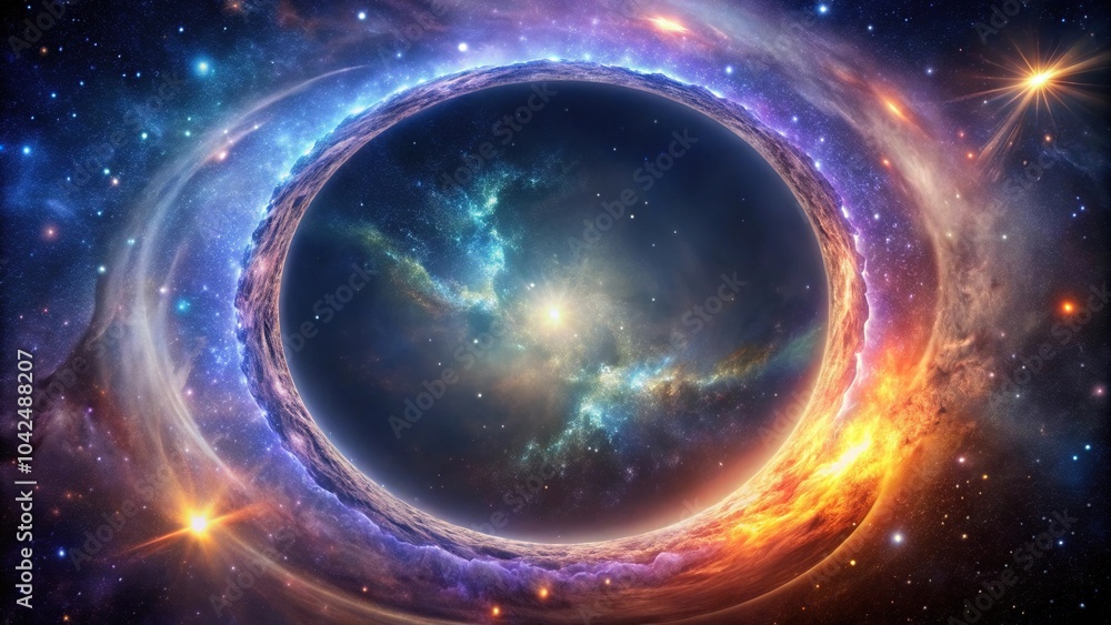 Fototapeta premium Detailed illustration of a space ouroboros universe in a long shot view