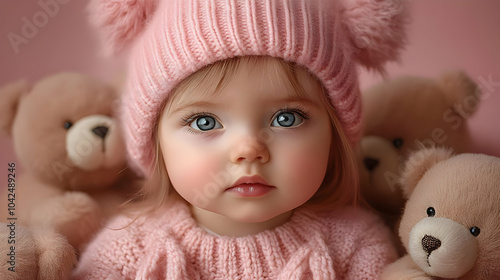 A cute child in a pink outf...