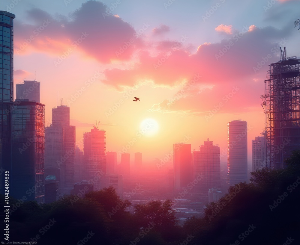 A breathtaking city skyline at sunset, showcasing vibrant hues and modern architecture, perfect for business presentations, urban planning, and lifestyle projects. A breathtaking city skyline at sunset, showcasing vibrant hues and modern architecture, perfect for business presentations, urban planning, and lifestyle projects.