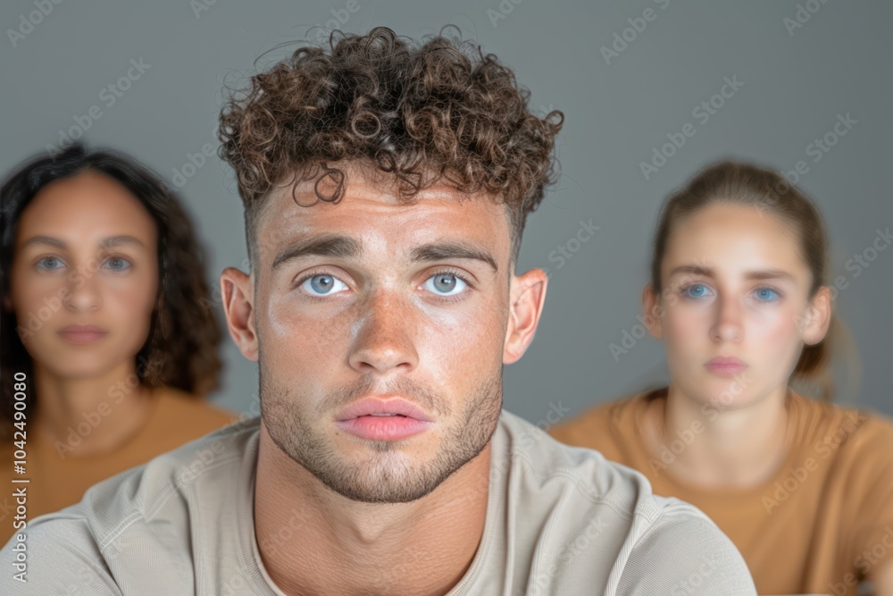Job Interview: Young Man Presenting Himself to HR Committee in Office Job Interview: Young Man Presenting Himself to HR Committee in Office