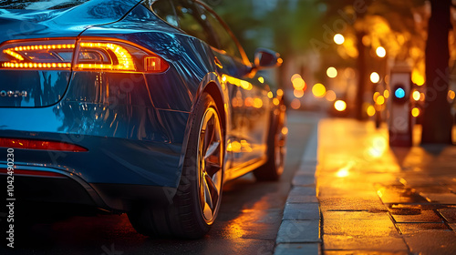 A close-up of a blue car pa...