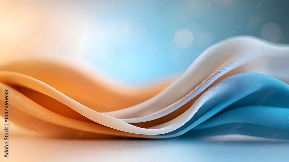 Obraz premium Vibrant abstract blur of golden and blue tones creating a soft fluid background with a serene calming atmosphere Elegant digital art with a modern minimalist aesthetic