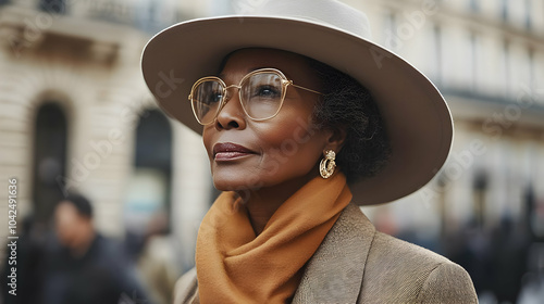 A stylish woman in a hat an...