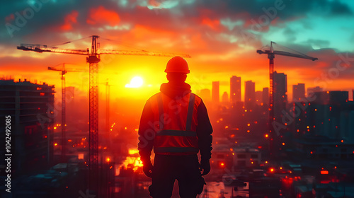 Construction worker silhoue...