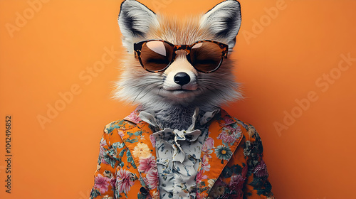 A stylish fox wearing sungl...