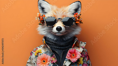 A fashionable fox wearing s...