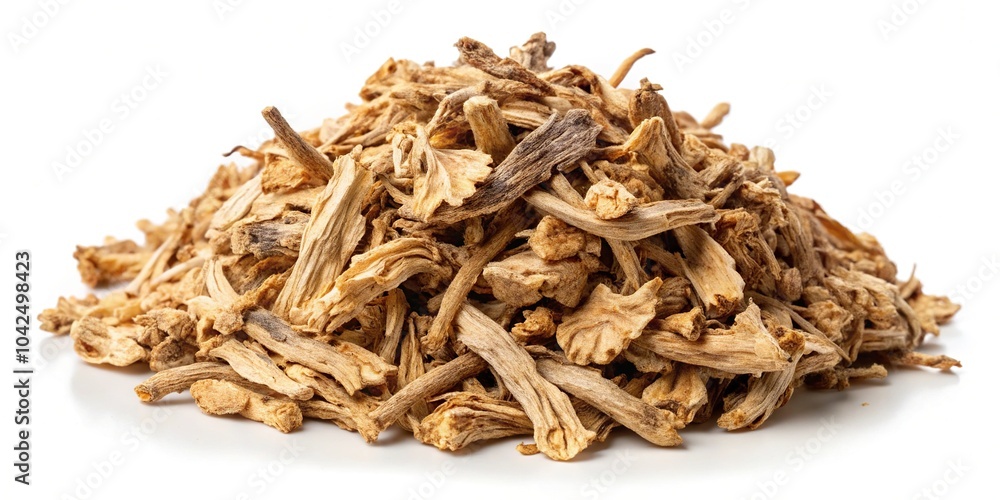 Dried angelica root isolated on white background Dried angelica root isolated on white background